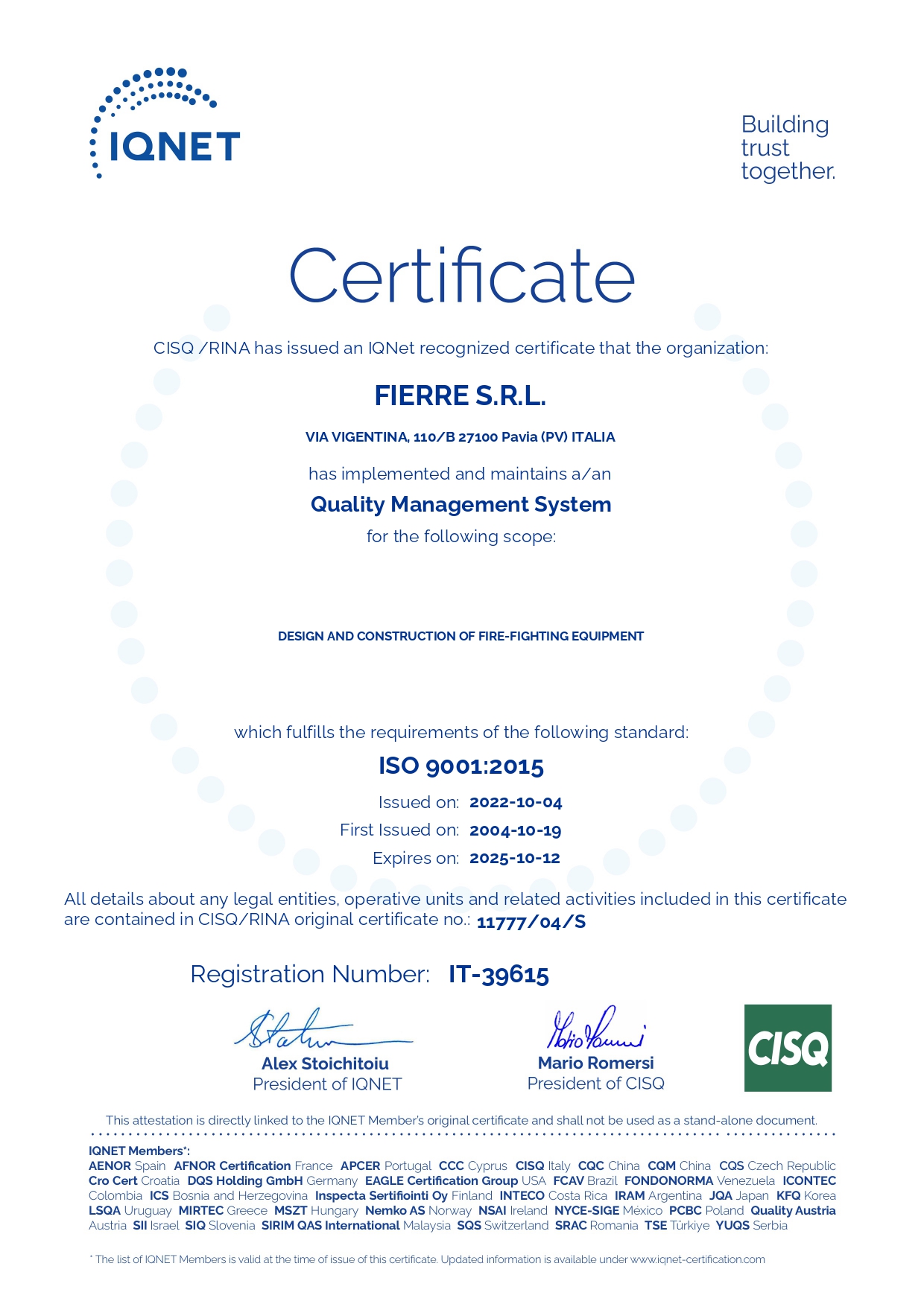ISO:9001 Certificate